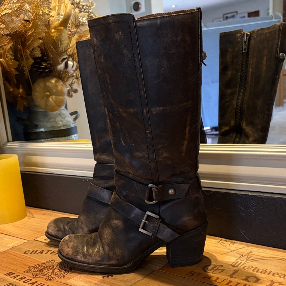 Brown Leather Knee-High Boots